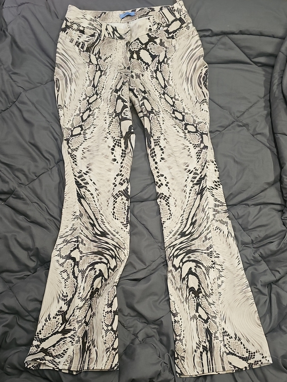 Mugler Snake-Print Flare Jeans Black & White
